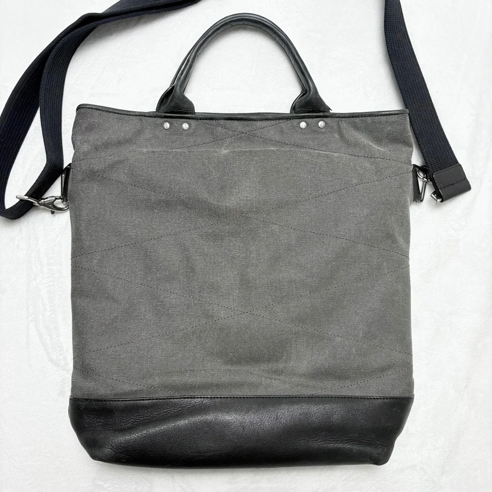 Timbuk2 Distilled Waxed Canvas & Leather Messenger Crossbody Grunge Minimalist